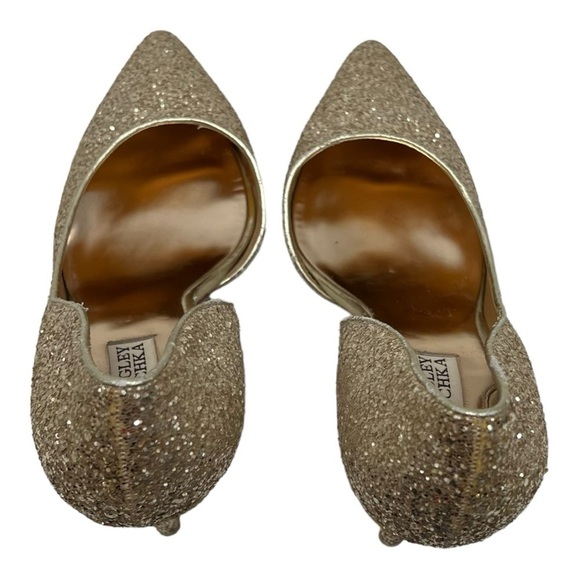 Badgley Mischka Daisy II Gold Glitter D’Orsay Pumps Evening Event Heels 9.5 - Picture 8 of 13